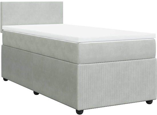 vidaXL Boxspring met matras fluweel lichtgrijs 90x190 cm