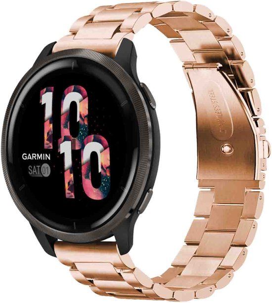 iMoshion Stalen 22 mm bandje - Rosé Goud - Geschikt voor Garmin, Samsung, Polar, Huawei en Suunto Smartwatches