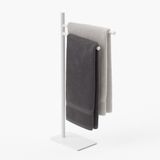 Relaxdays Handdoekenrek 78 x 33,5 x 14 cm (h x b x d), roestvrij staal, 2 beweegbare handdoekstangen, staande handdoekhouder, wit