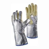 JUTEC Hittebestendige handschoenen 5-vinger universele maat geel / zilver - H115A238-W2