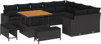vidaXL Tuinbank Set 13-delig Zwart Polywood