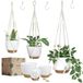 Bouqlife Macramé plantenhangers met zelfbewaterende potten, 3 stuks hangende plantenbakken voor kamerplanten