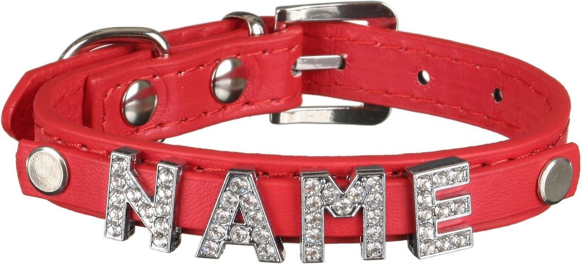 scarlet bijoux scarlet pet | Hondenhalsband "My-Name" incl. 5 strass letters; kan gepersonaliseerd worden met de naam van uw hond; extra letters kunnen besteld worden. Rood (S) 32 cm