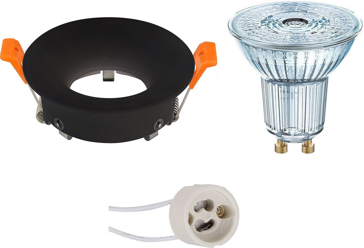 Qualu LED Spot Set - OSRAM Parathom PAR16 927 36D - GU10 Fitting - Dimbaar - Inbouw Rond - Mat Zwart - 5.5W - Warm Wit 2700K - Ø85mm