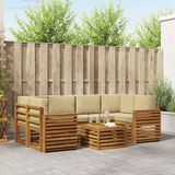 vidaXL - Bank loungeset - 7-delig - Massief acaciahout - Natuurlijk en beige
