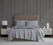 Linen Closet Katoen Lichtgrijs King Set Laken 4-delige Set