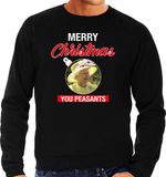 Bellatio Decorations Queen/koningin Elizabeth II Merry Christmas peasants foute Kerst trui - zwart - heren - Kerst sweater / Kerst outfit XXL