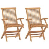 vidaXL Tuinstoelen 2 stuks massief teakhout