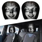 Halloween Housse d'appuie-tête Voiture - Visage d'horreur - Noir et blanc - Ensemble de 2