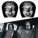 Halloween Housse d'appuie-tête Voiture - Visage d'horreur - Noir et blanc - Ensemble de 2