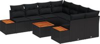 vidaXL Tuinbank Set 9-delig Zwart Polyrattan