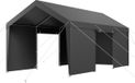 Carport, autoveranda, 12x20 voet (ongeveer 3,6 x 6 meter), robuuste autoonderstand met zijwanden, gris