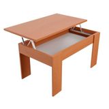 Duérmete Online Notenhout, in hoogte verstelbare salontafel, woonkamertafel of eetkamer, gekleurd oppervlak, afmetingen: 90 cm (breedte) x 50 cm (diepte) x 46-57 cm (hoogte), hout, 90 x 50 x 46/57 cm