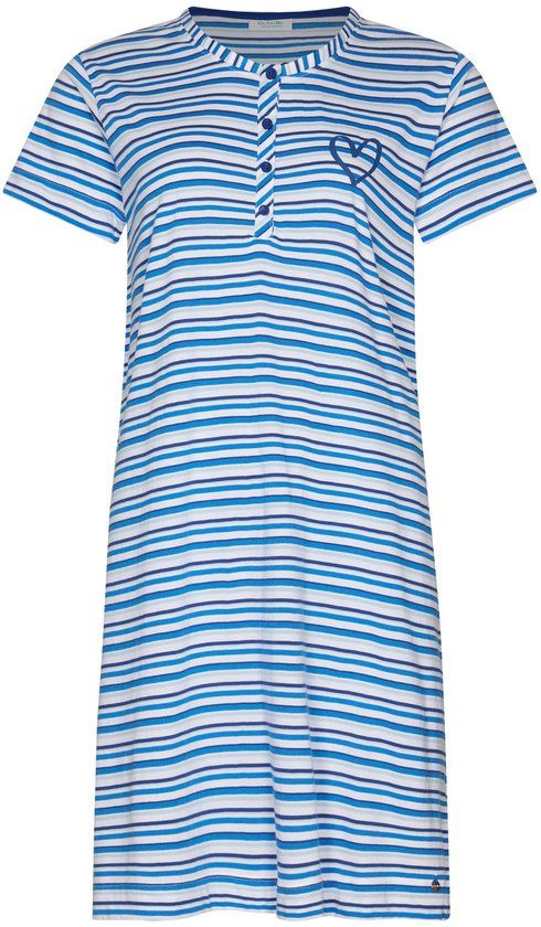 Rebelle Nachthemd Blue Bay Bio Katoen Blauw Gestreept Maat 38
