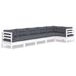 vidaXL 6-delige Loungeset met kussens, grenenhout, wit
