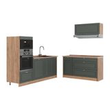 Vicco Keuken "Fame-Line", Groen-Goud Landhuis/Goudkleurig Eiken, 340 cm