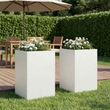 VidaXL Jardinière 2 pcs blanc 40 x 40 x 75 cm acier laminé à froid