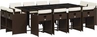 vidaXL 13-delige Tuinset met Kussens Poly Rattan Bruin