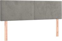 vidaXL Hoofdbord 144x5x78/88 cm Fluweel Lichtgrijs