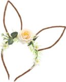 CHAKS Verkleed diadeem paashaas/bunny oren - met bloemen - wit - one size
