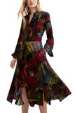 Desigual Jurk olijfgroen / bordeaux / zwart