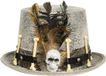 Folat Party Products Folat Grijze hoed met bruine veer en botten