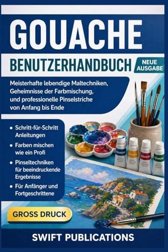 Gouache Benutzerhandbuch: Meisterhafte lebendige Maltechniken, Geheimnisse der Farbmischung, und professionelle Pinselstriche von Anfang bis Ende