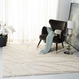 Safavieh Florida Shag Collection, hoogpolig, voor woonkamer, eetkamer, slaapkamer, crème, 200 x 200 cm