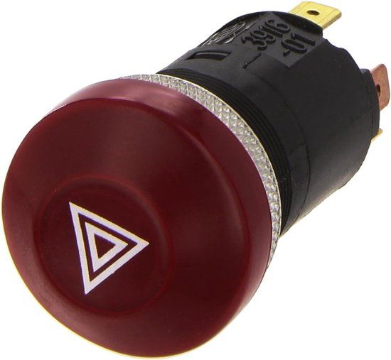 Hella Waarschuwingsknipperlamp schakelaar - Drukactivering - 12V - Inbouw - Halogeen - Schakelaarverlichting: Rood - Met gloeilamp