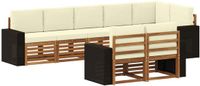 vidaXL - Bank loungeset - Acacia hout - Natuurlijk en crème
