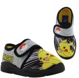 Leomil Pokémon - Pantoffels kinderen voor jongens - Pikachu Sloffen kind met klittenbandsluiting - Schoenen van 2 tot 8 jaar - Maat 27 - Grijs
