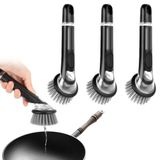 Set de 3 brosses à vaisselle rechargeables avec distributeur de savon