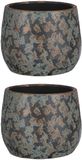 Mica Decorations Bloempot - 2x stuks - keramiek - kamerplanten - koper - D19 x H15 cm - schaal