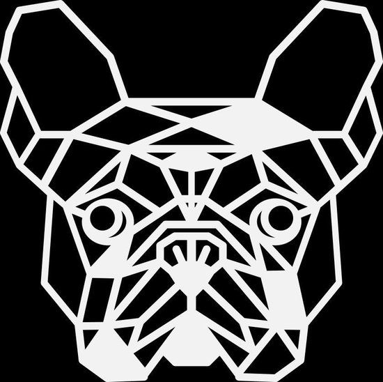 Luxigo Wooden Bulldog Head - White MDF - 18cm