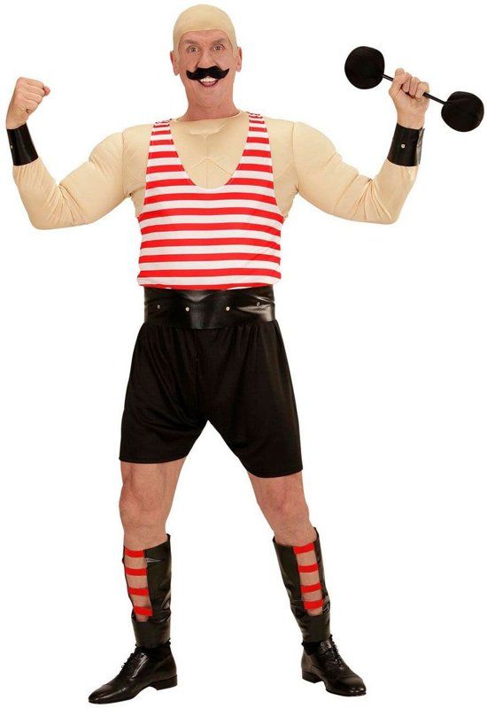 Widmann Opblaas Dikmaak & Spierballen Kostuum Sterke Circus Man Medium / Large Carnaval kostuum Verkleedkleding