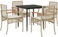 vidaXL 5-delige Tuinset met Kussens Poly Rattan Beige