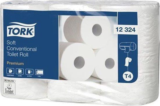 Tork Zacht Traditioneel Toiletpapier - 2-laags Wit - 6 Rollen - 396 vel per rol - T4 Premium