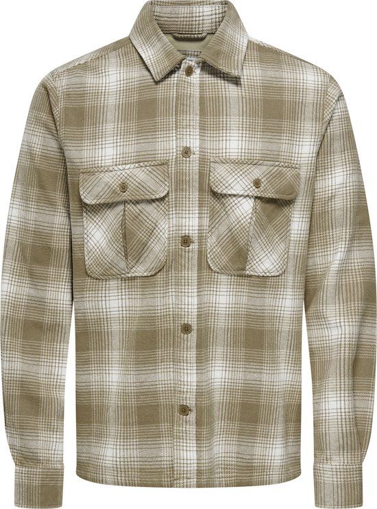 ONLY & SONS ONSCEDRIC Life Check Overshirt - Fallen Rock - Maat M