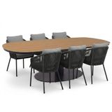 LUX outdoor living Panama Panama antraciet/Lexis Stone Grey dining tuinset | 6 personen | polywood + touw | 260cm