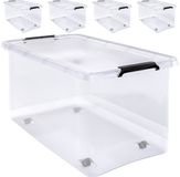 Deuba Opbergbox - Set van 4 Kunststof 60L 58x39x35cm - Transparant