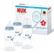 NUK First Choice Babyflessen | 3+ Maanden | 300ml | Anti-Koliek Voedingsfles | PP | Temperatuurcontrole Indicator | Walvis | 3 Stuks