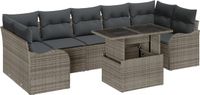 vidaXL Tuinbank Set 8-stuks 7-Zitplaatsen Grijs PolyRiet