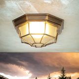 Licht-Erlebnisse Milano Plafonnière Antiek Koper Aluminium Glas E27 IP44
