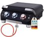 Plancha grill - Gaz - 3 brûleurs - Avec couvercle - 3 x 2,5 kW - Grill de table camping balcon