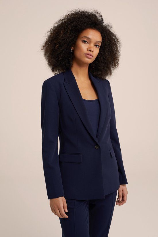 WE Fashion Marly Navy Blue Slim Fit Blazer for Women - Size 34