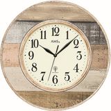 AMS 5975 Horloge mural, rond, crème, plastique, 30 cm de diamètre, radiocommandé