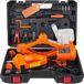 Cric de voiture portable – Ensemble complet – Électrique et manuel – Cric pour chariots de rasage – Chandelles – Cric de garage – Hauteur de levage 17–42 mm – Orange