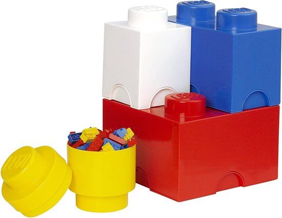 LEGO Storage Box Set - 4 Pieces - Brick Design - Stackable - Multi Color