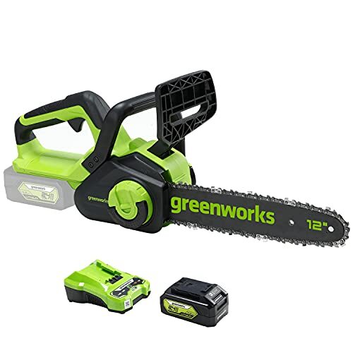 Greenworks Greenworks accu kettingzaag G24CS30 (Li-Ion 24V 7,8m/s kettingzaag 30cm zwaardlengte automatische kettingsmering 160ml olietankvolume met 4Ah accu en oplader)