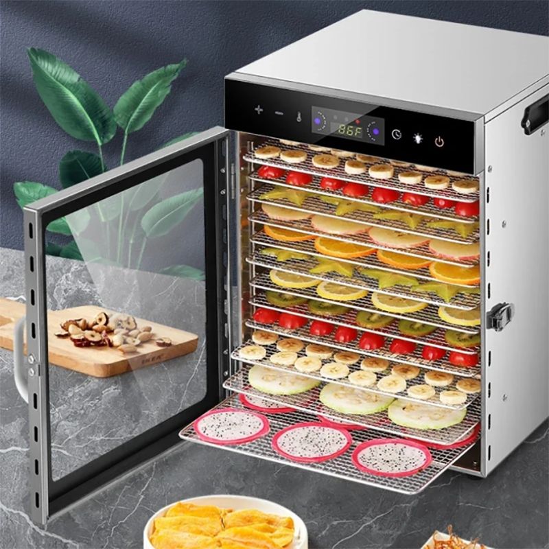 Lpnove Dehydrators voor voedsel en schokkerig met 24-uurs timer en lichtdroogrek 800W 30-90 ℃ groente Fruitdroger EU-stekker